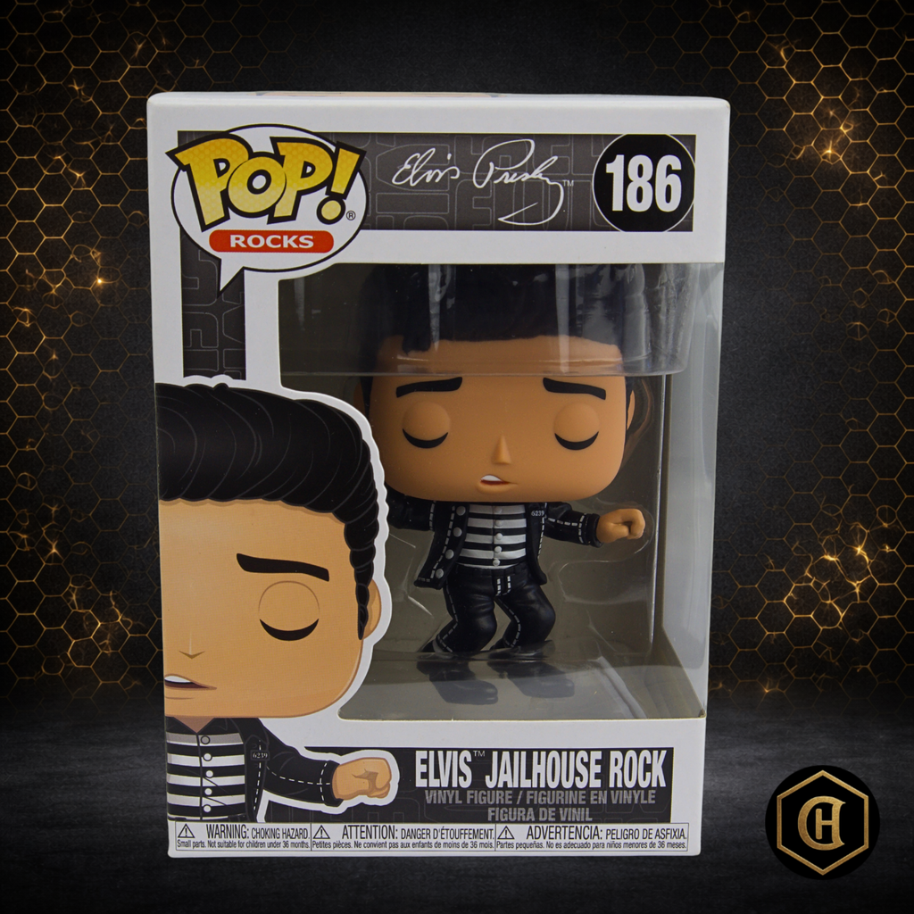 FUNKO POP! ROCKS - ELVIS JAILHOUSE ROCK #186 - 4" VINYL FIGURE - 2020 VAULTED