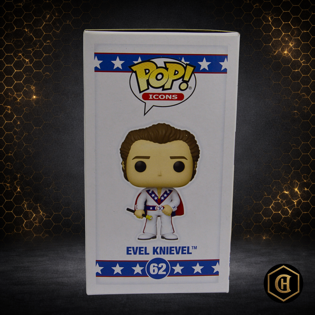 FUNKO POP! ICONS - EVEL KNIEVEL #62 - 4" VINYL FIGURE - 2020 VAULTED - MINT COND