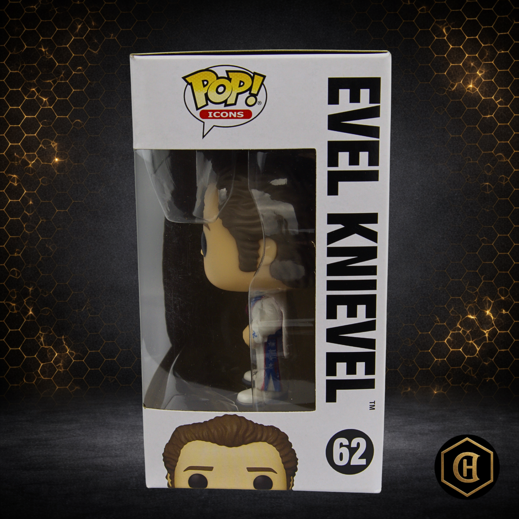 FUNKO POP! ICONS - EVEL KNIEVEL #62 - 4" VINYL FIGURE - 2020 VAULTED - MINT COND